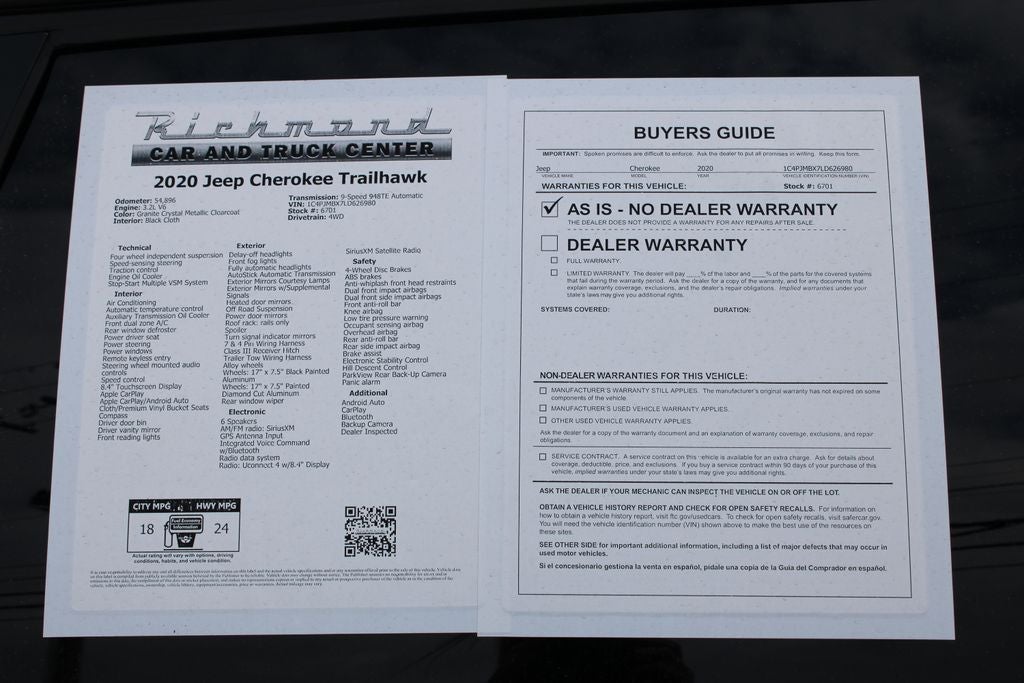 2020 Jeep Cherokee Trailhawk